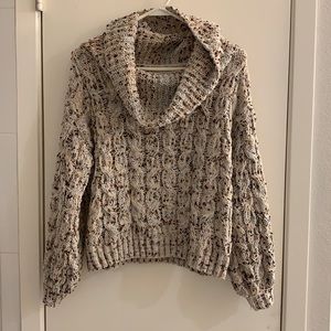 Cowl neck cropped sweater